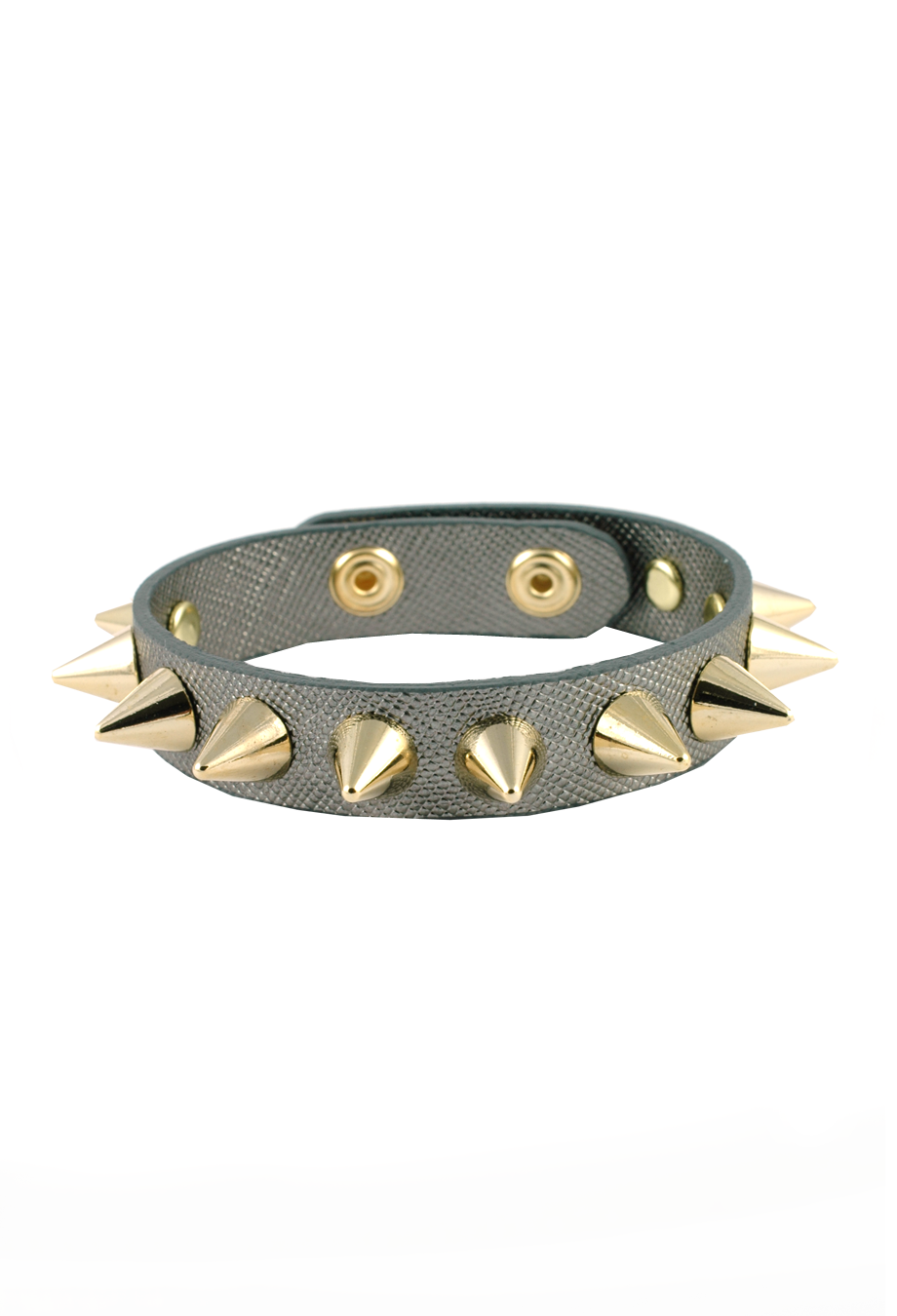 Lederarmband mit goldenen Spikes silber