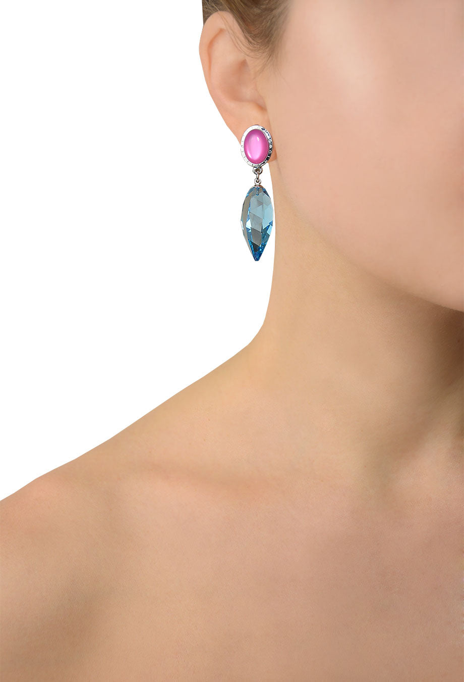 Ohrstecker 'Mary' rosa hellblau