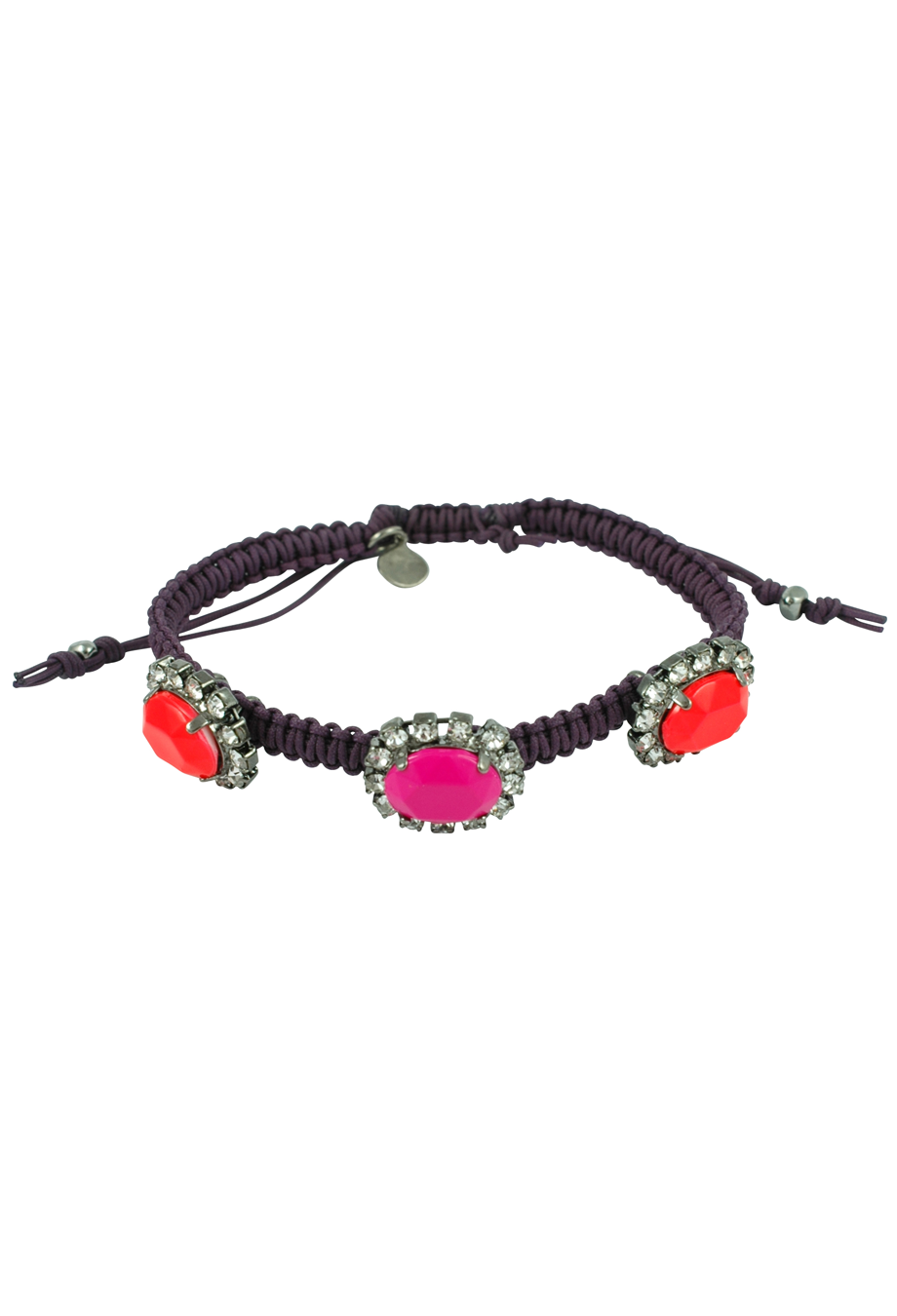 Makramee Armband lila/pink-koralle Steine