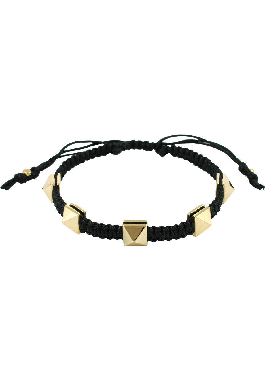 Makramee Armband schwarz mit Gold-Spikes