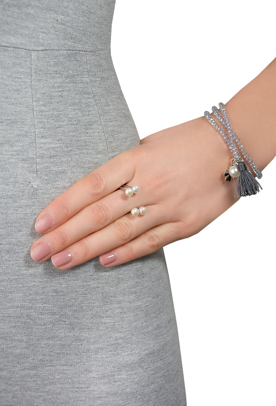 Armband mit Quasten & Kleeblatt silber
