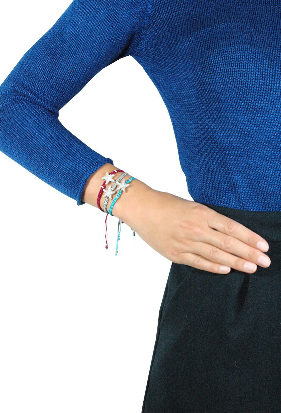 Makramee Armband 'Seestern' grau
