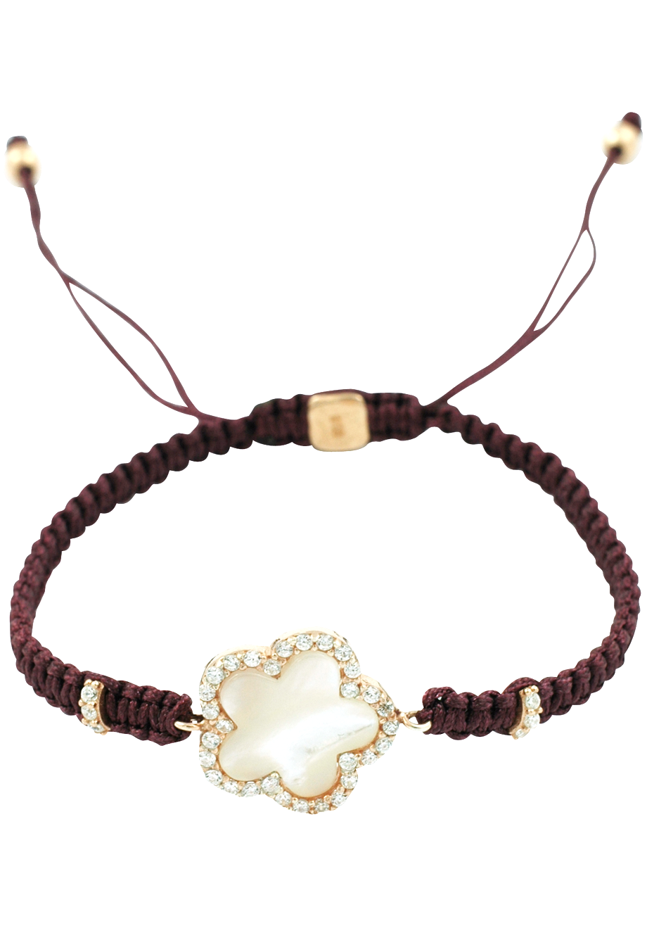 Makramee Armband 'Perlmutt' pflaume