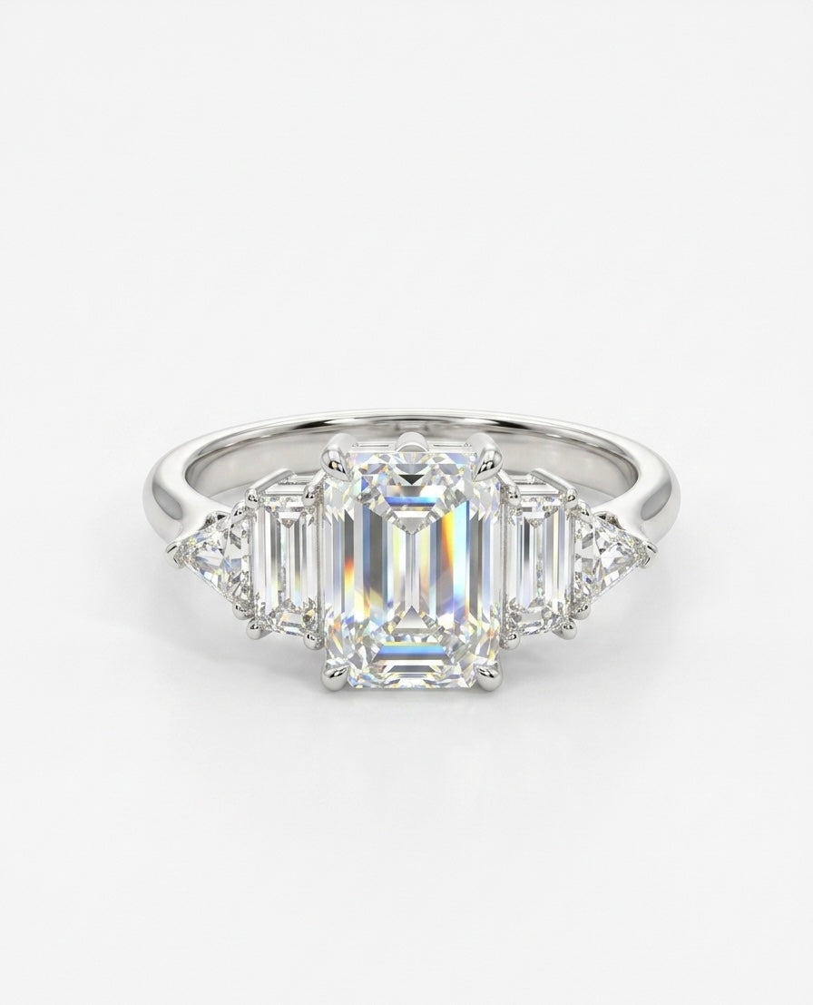Verlobungsring Emerald Weißgold