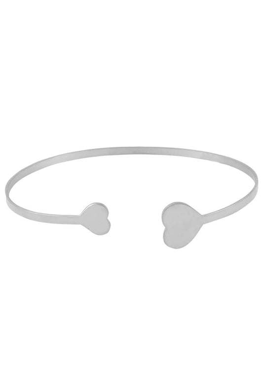 Armreif mit zwei Herzen Silber